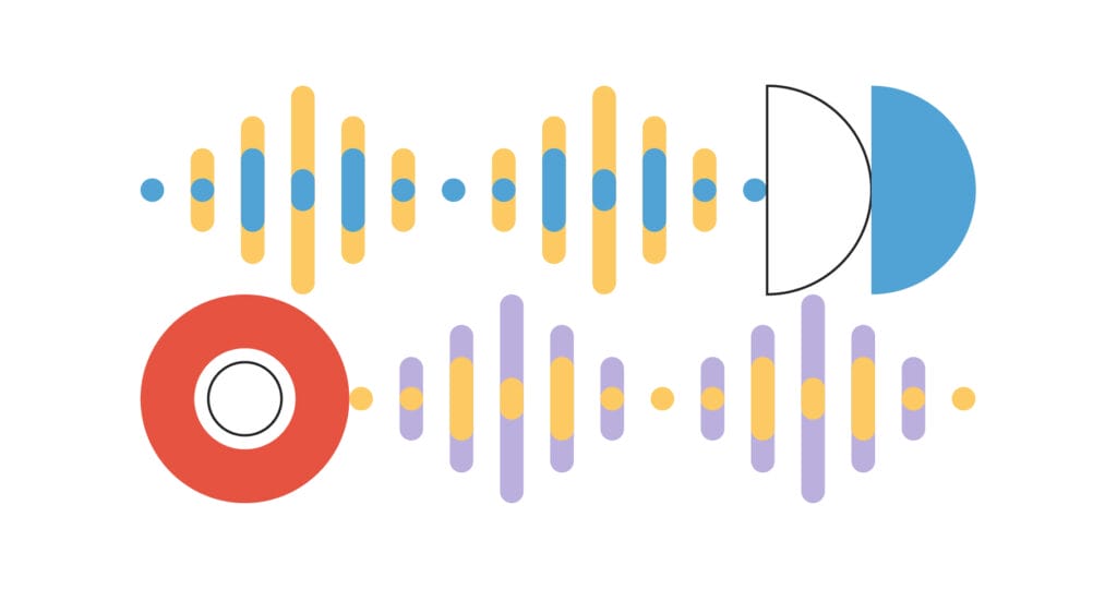 This blog graphic depicts an abstract design with colorful audio lines.