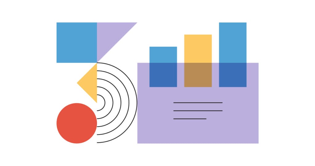 This blog graphic includes abstract geometric shapes and an email icon.