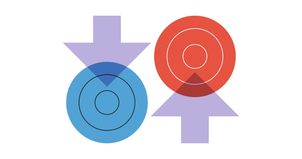 This blog graphic shows an abstract design using colorful directional arrows and landing pads.